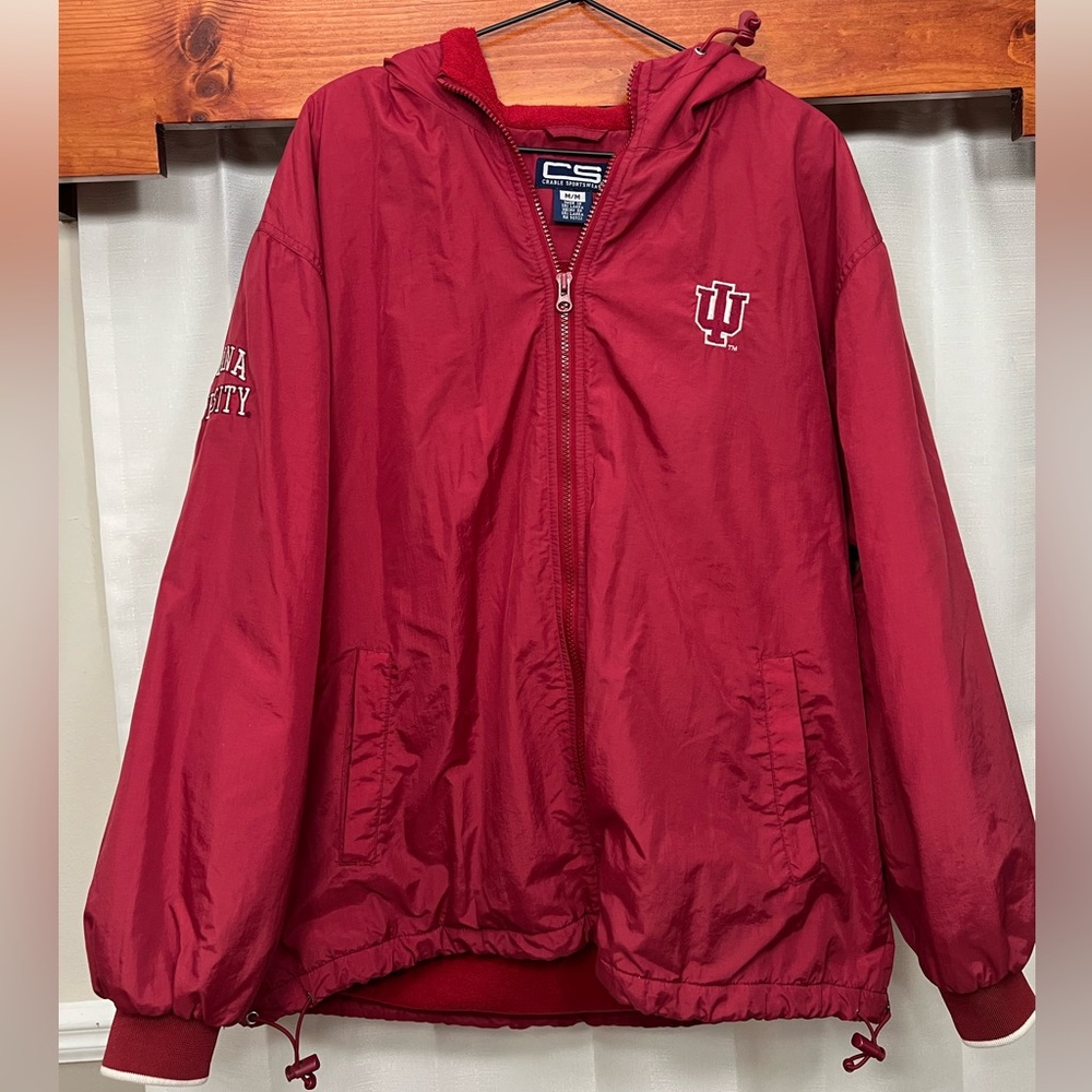 Indiana University Insulated Zip Up Hooded Windbreaker - Picture 1 of 8